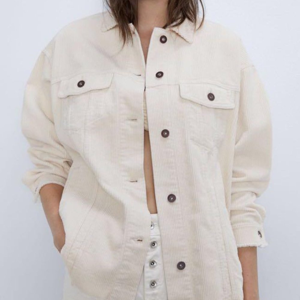 Zara Cream Corduroy Shacket